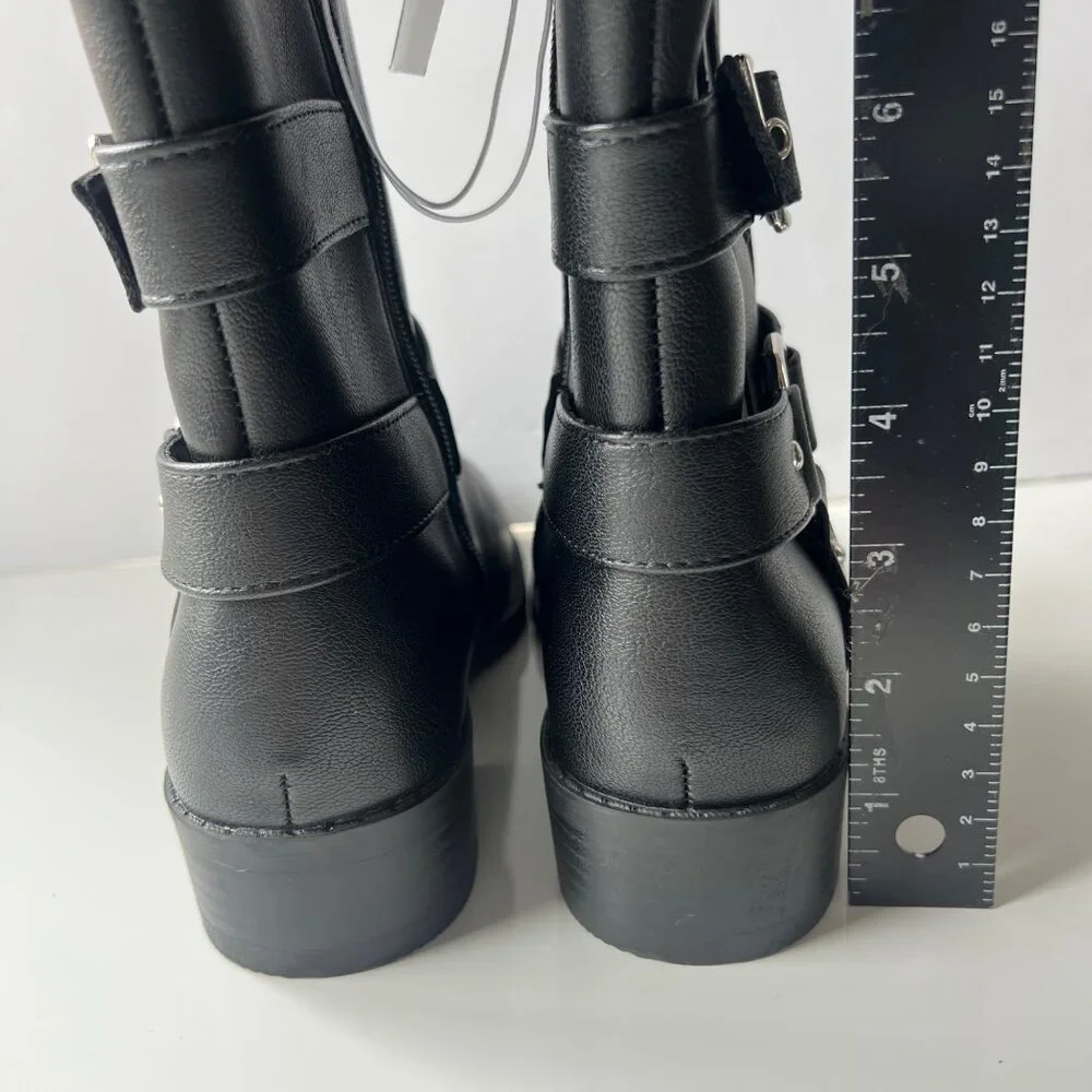 Art Class Black Mid-Calf Boots With Triple Buckle Details & Side Zipper Girls 4